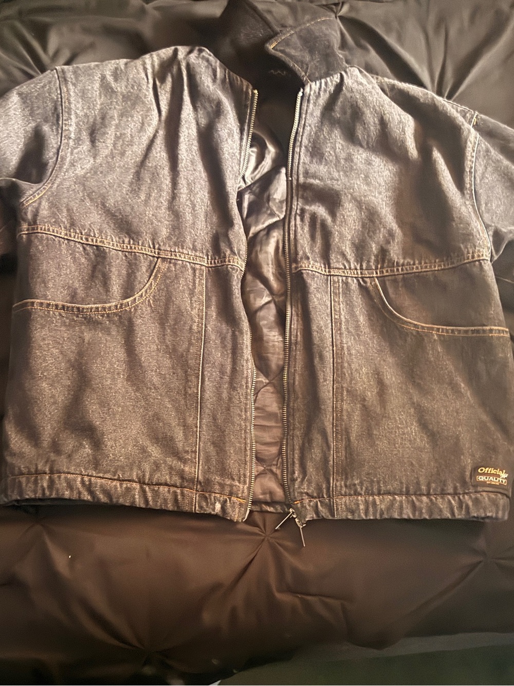Men's Denim-Look Zip-Front Jacket - Black